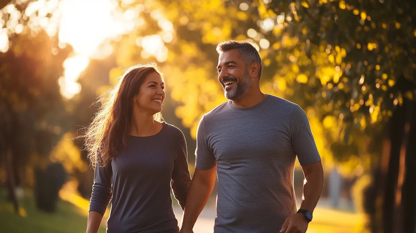 Happy couple enjoying an active, healthy lifestyle together