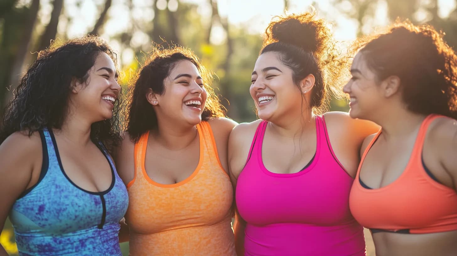 Friends smiling together outdoors