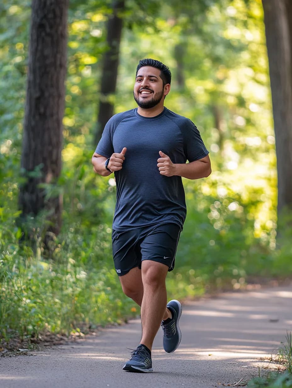 Person jogging through a park
