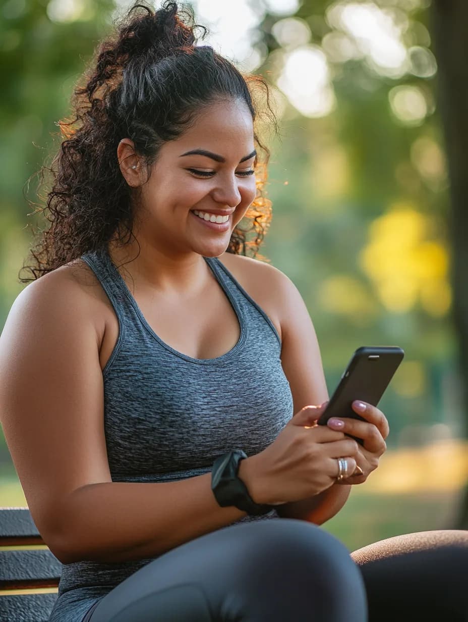Woman using telehealth on her phone